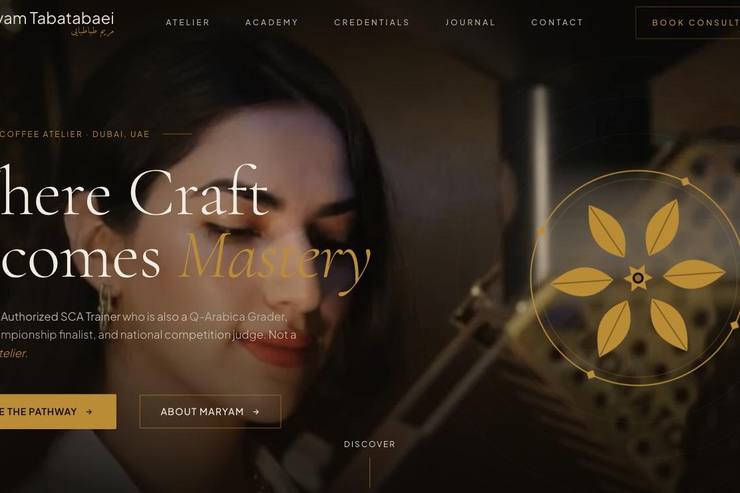 maryamtabatabaei.com, the site TOND built for Maryam Tabatabaei&rsquo;s coffee-training atelier in Dubai